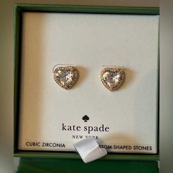Kate Spade Gold-Tone Cubic Zirconia Heart Crystal Earrings - Picture 4 of 6